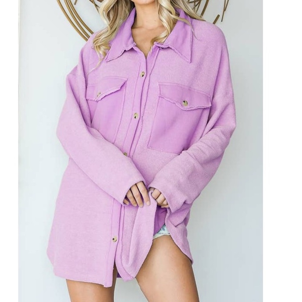 Semi-Annual Sale|Oversized Pocketed Shirt Jacket